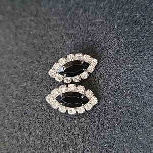 Diamond and onyx faux post earrings
